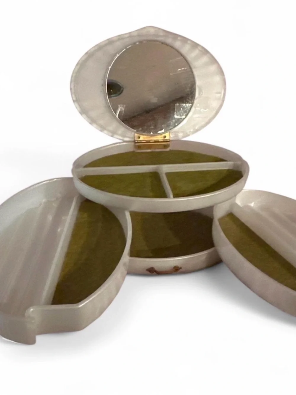 Elegant mermaid Pearlescent Drawer Jewelry Organizer with Gold Accents